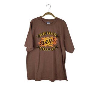 Dare Take Charge T-Shirt Brown Short Sleeve Fire Logo Branchburg NJ Size XL